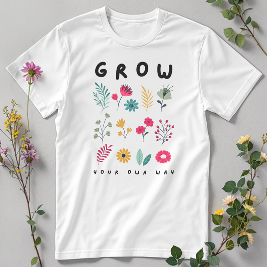 Floral T-Shirt 'Grow Your Own Way'