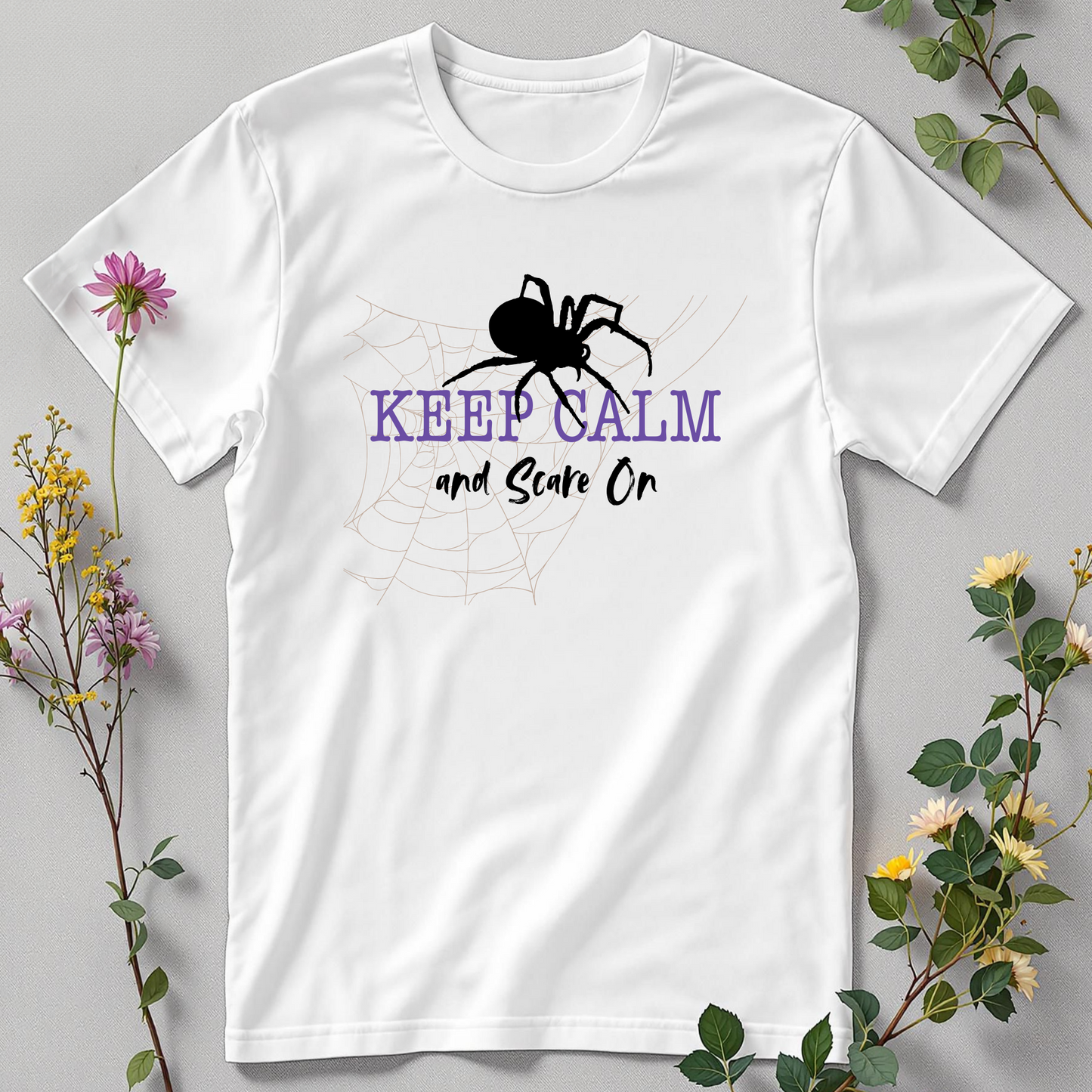 Keep Calm and Scare On Tee - Spirit-steady confidence with a spooky twist