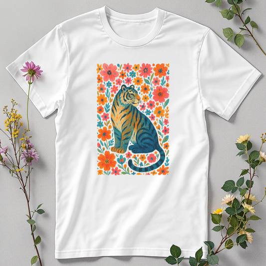Striped in Petals — Wild Tiger Bloom Tee