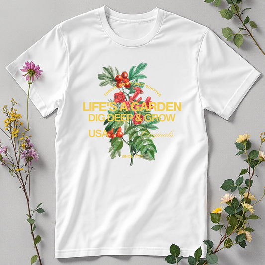 Life’s a Garden – Dig Deep and Bloom Anyway Tee