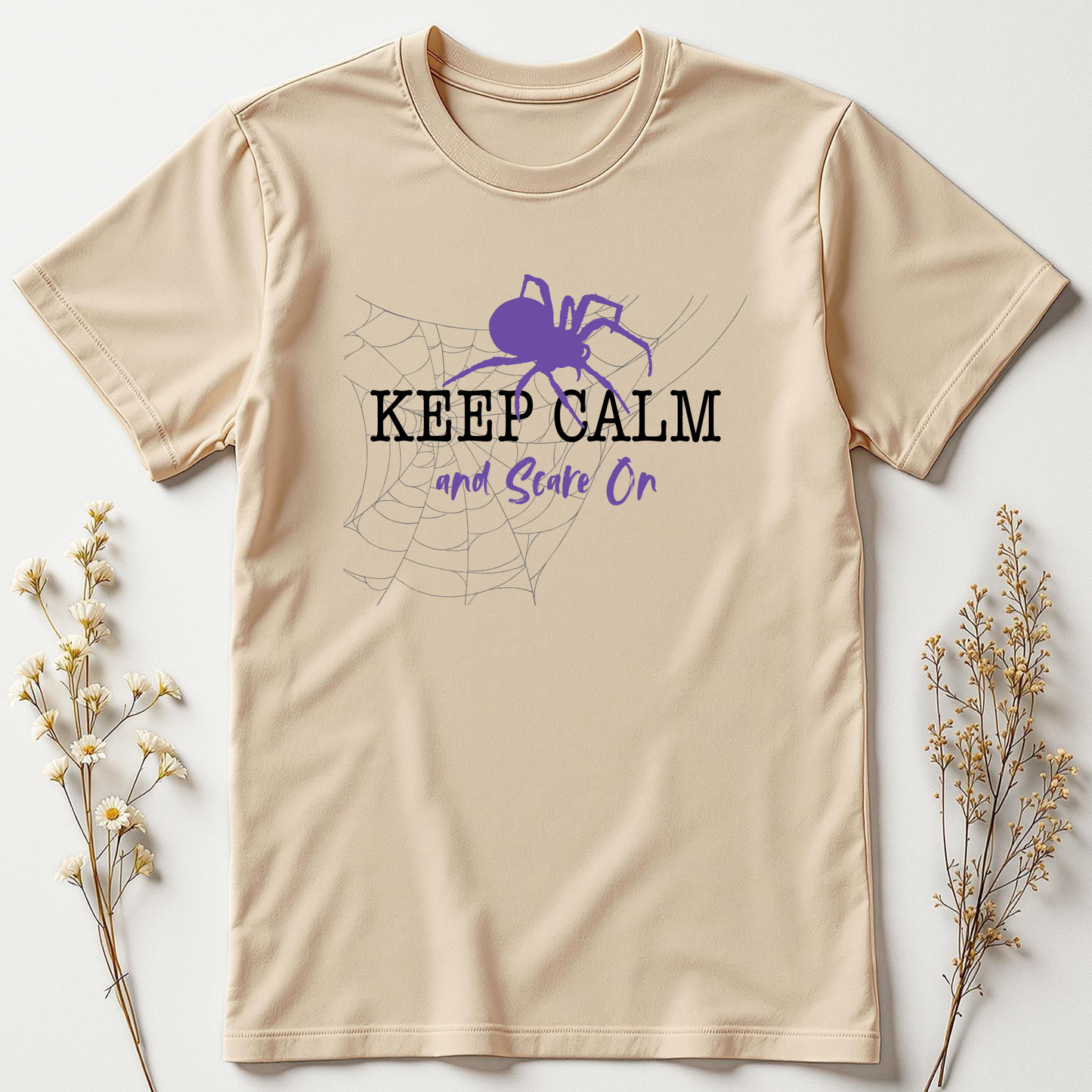 Keep Calm and Scare On Tee - Spirit-steady confidence with a spooky twist