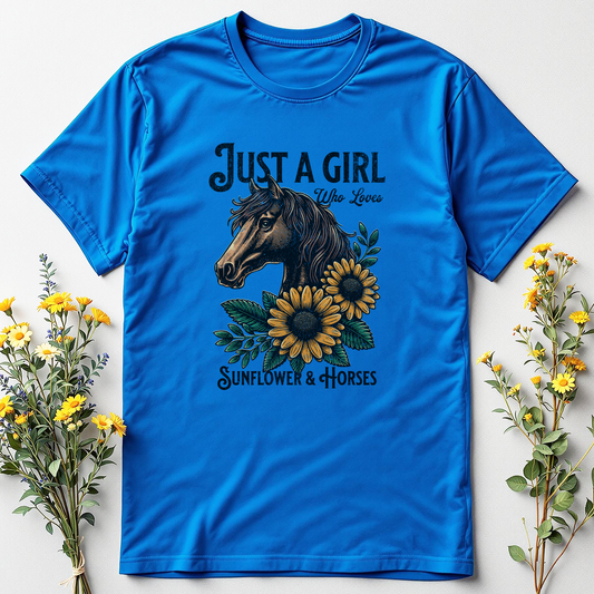 Just a Girl Who Loves Sunflowers & Horses Tee