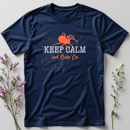 Keep Calm and Scare On Tee - Spirit-steady confidence with a spooky twist
