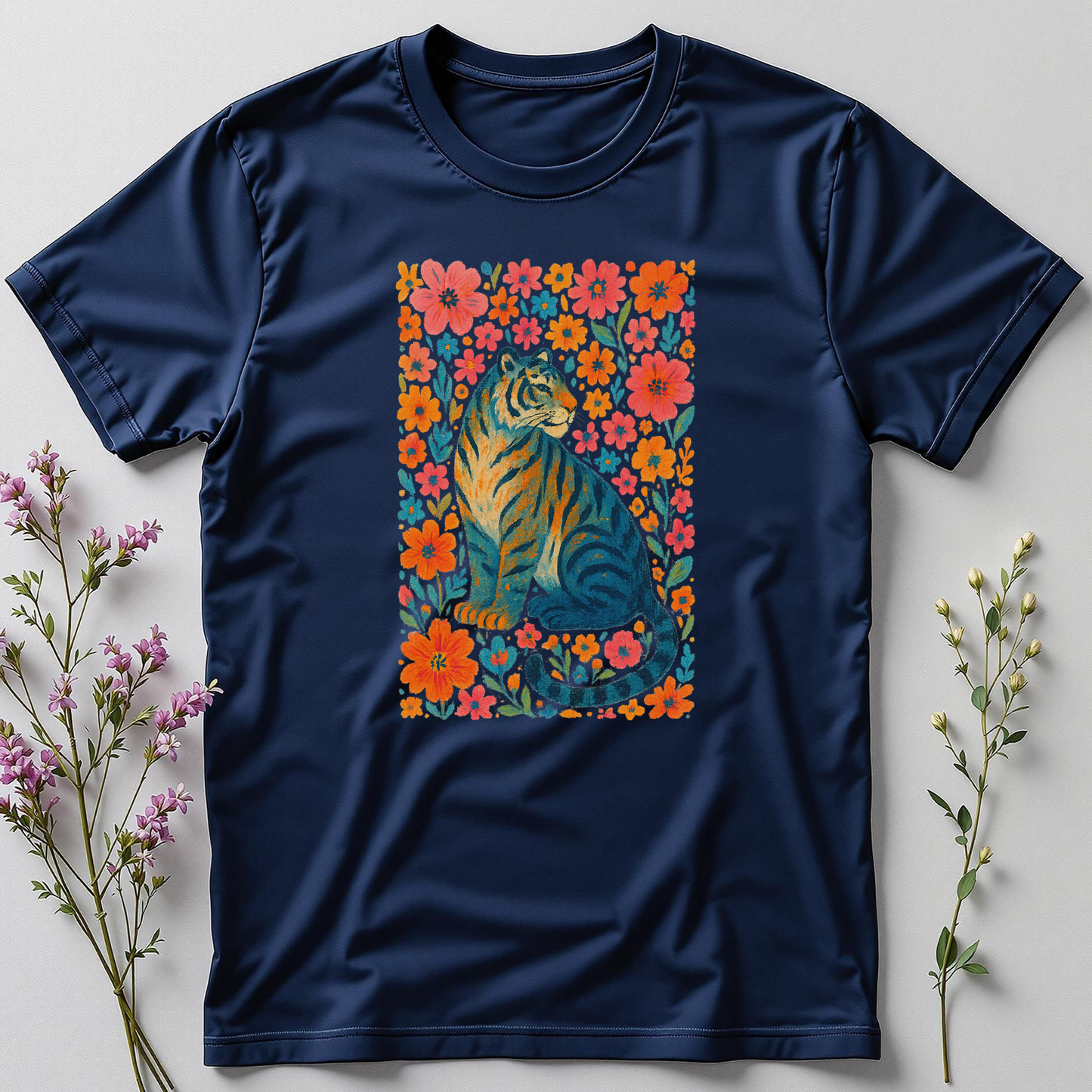 Striped in Petals — Wild Tiger Bloom Tee