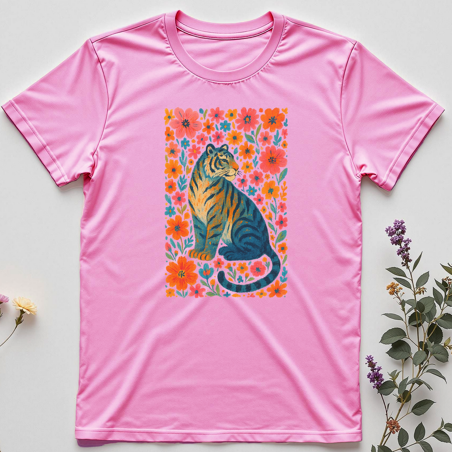 Striped in Petals — Wild Tiger Bloom Tee