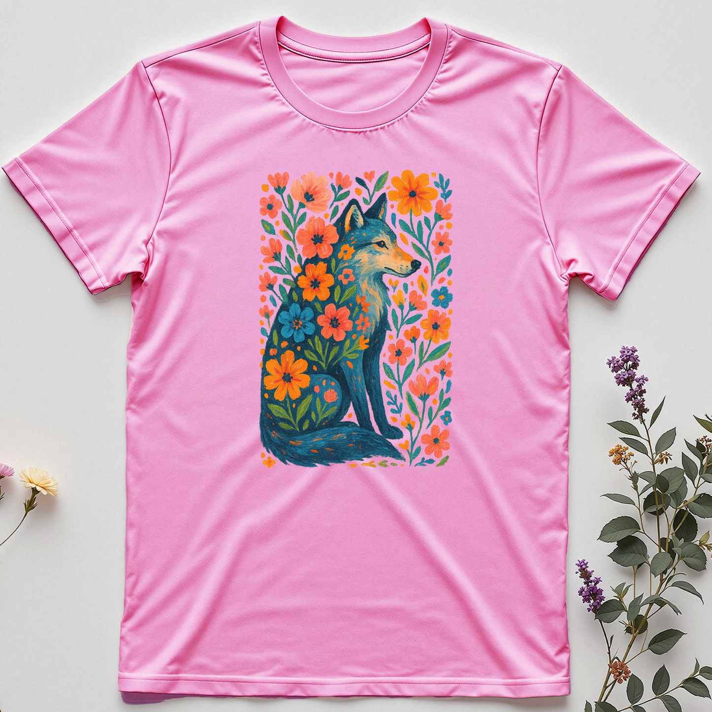Lone Spirit Wolf — Floral Freedom Tee