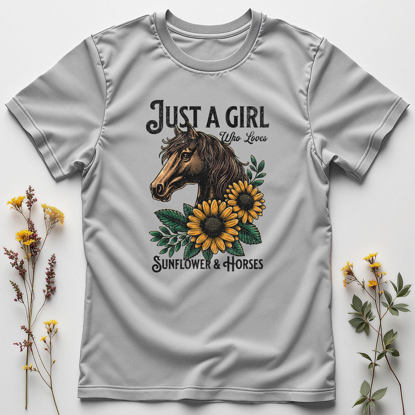 Just a Girl Who Loves Sunflowers & Horses Tee