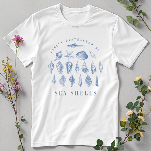 Shell Shocked Tee – Easily Distracted by Sea Shells