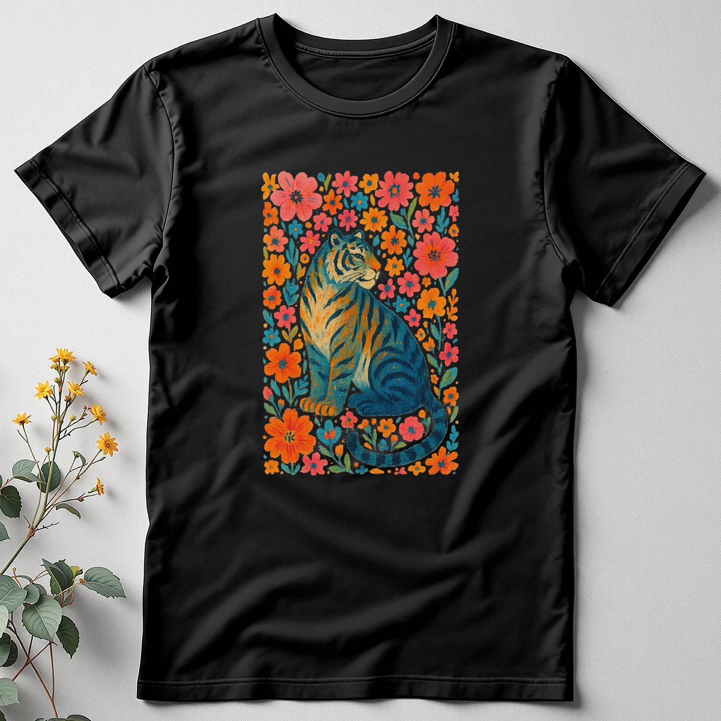 Striped in Petals — Wild Tiger Bloom Tee