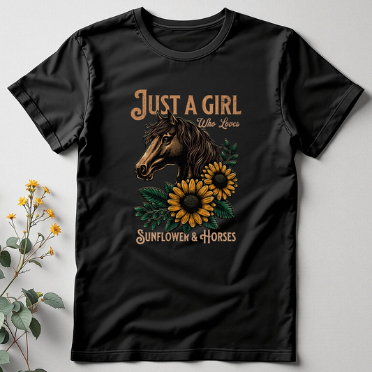 Just a Girl Who Loves Sunflowers & Horses Tee