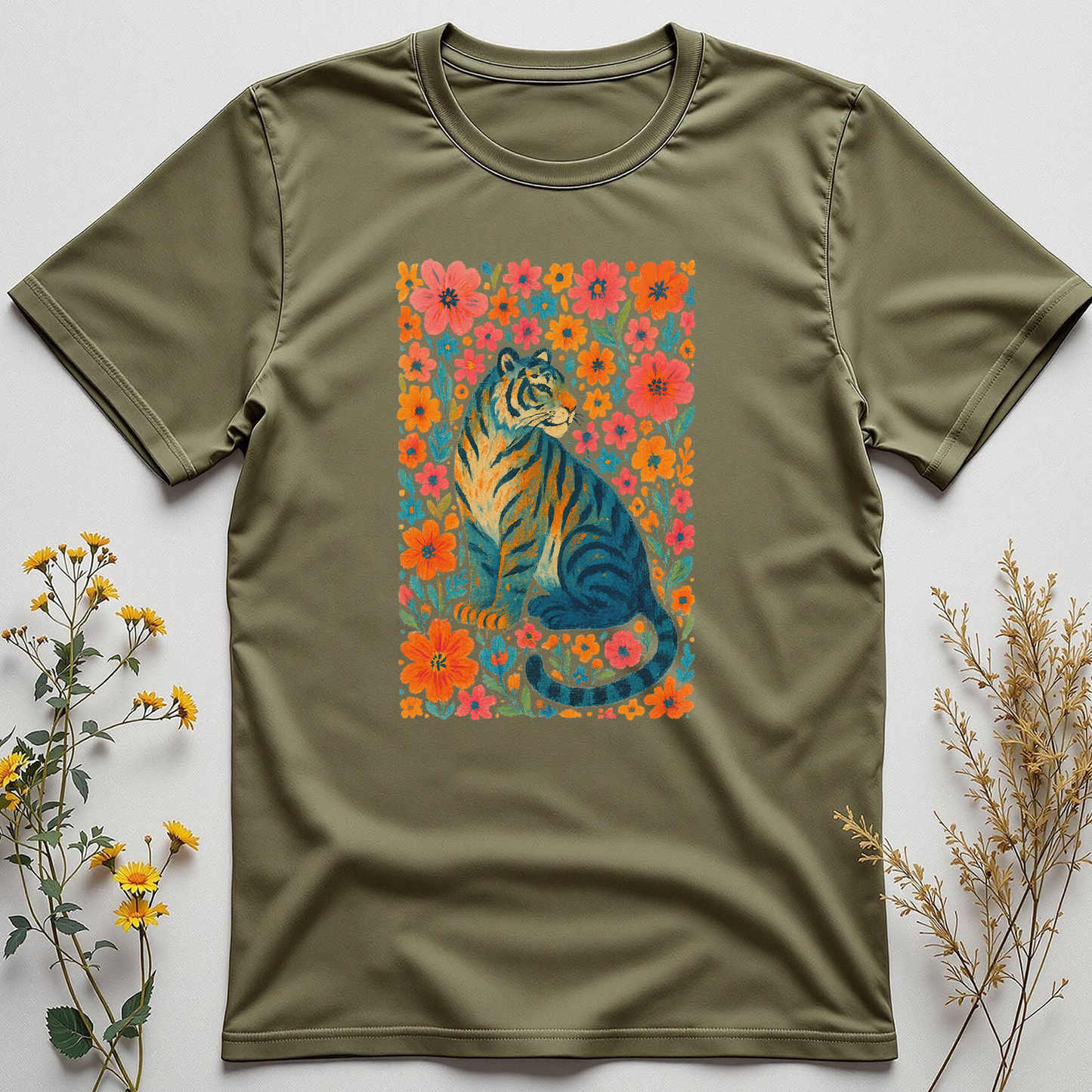 Striped in Petals — Wild Tiger Bloom Tee