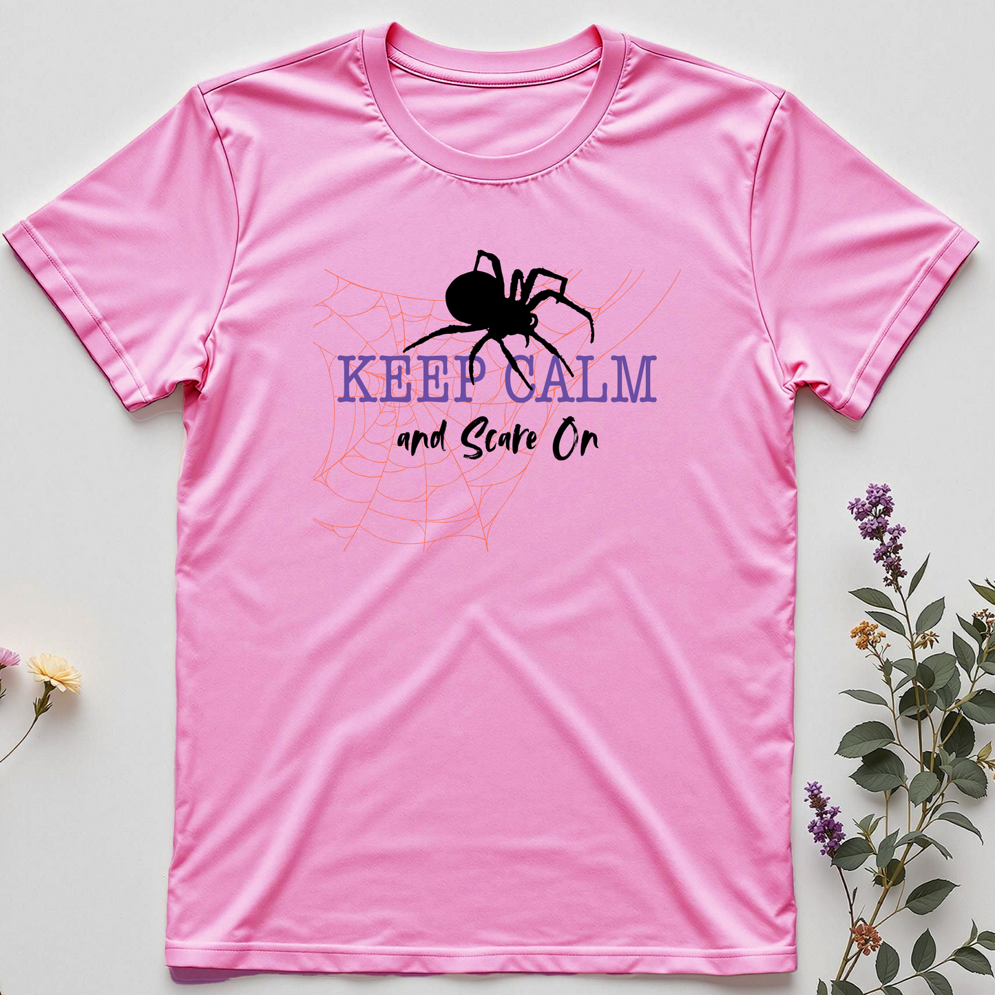 Keep Calm and Scare On Tee - Spirit-steady confidence with a spooky twist
